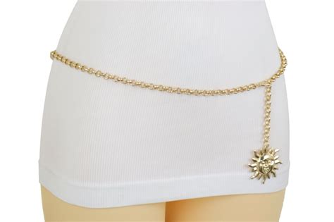 Women Gold Metal Chain Narrow Waistband Fashion Belt Sun Charm Plus Size Xl Xxl Ebay
