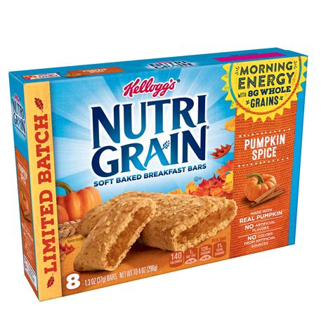 Kelloggs Nutri Grain Soft Baked Breakfast Bars Pumpkin Spice 8 Ct