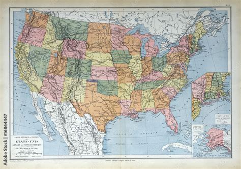 Old Map Of 1883 America Us Usa United States Stock Photo