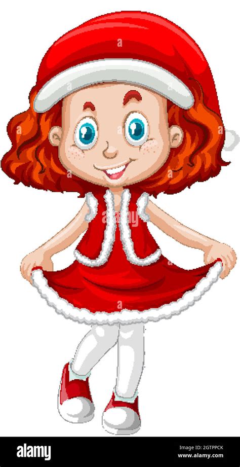 Cute Girl In Christmas Costume Cartoon Character Stock Vector Image