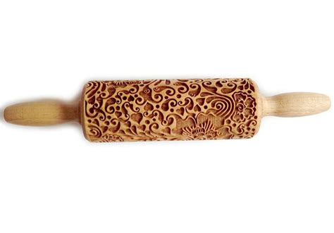 Wooden Rolling Pin Paisley Laser Engraved Rolling Pin Etsy