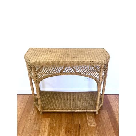 Variety stuff of natural rattan and natural fiber furniture are available here start from living set, dining set. Vintage Wicker Rattan Console Table | Chairish