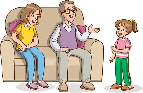 Parent And Child Talking At Home Cartoon Vector 20290997 Vector Art At