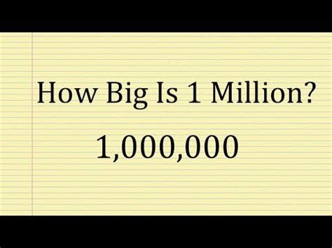 In the table below, the first column lists the name of the number, the second provides the number of zeros that follow the initial digit, and the. How Big is One Million? - YouTube