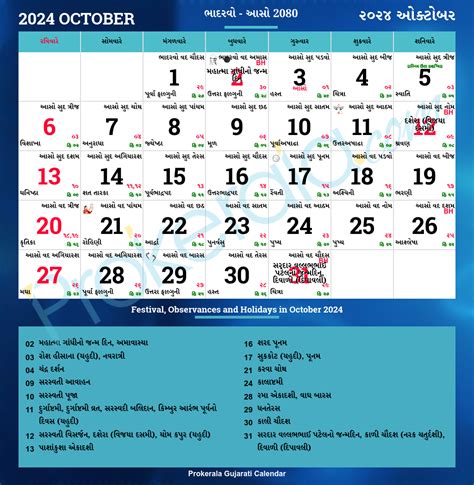 Gujarati Calendar 2025 October
