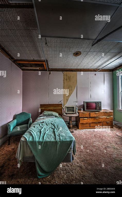 Hotel Room In An Abandoned Hotel In United States Stock Photo Alamy
