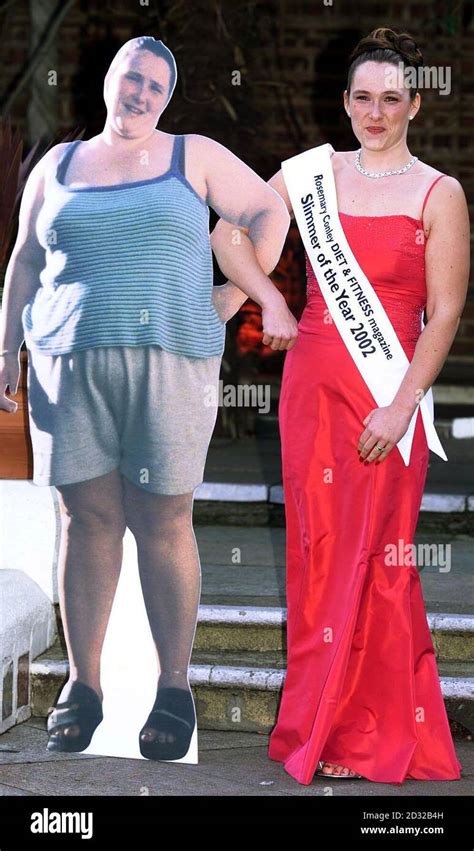 Slimmer Of The Year Helen Jary With A Life Size Picture Of Her Former