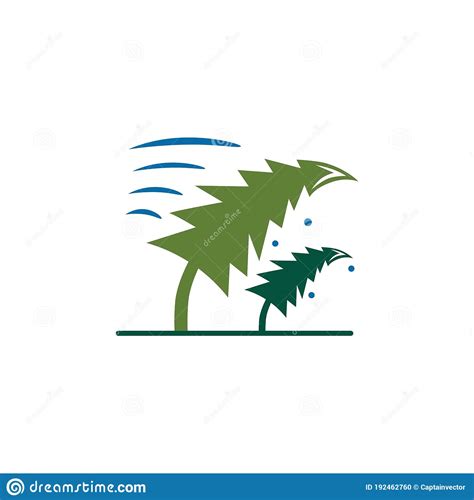 Strong Winds Pushing The Tree And The Car Cartoon Vector