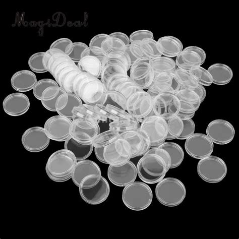 Magideal 100pcslot Clear Coin Capsules Containers Boxes Holders 21mm