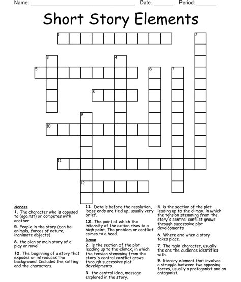 Story Elements Crossword Puzzle Answer Key Pin On Homeschooling