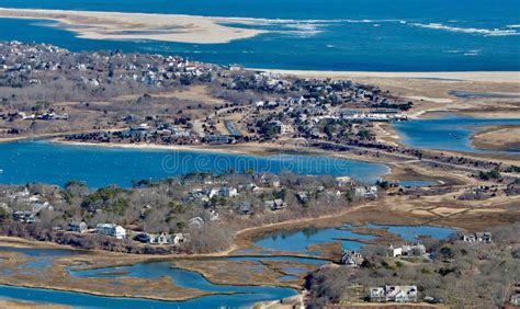 Aerial At Chatham Cape Cod Showing Stage Harbor And The Outer Beach