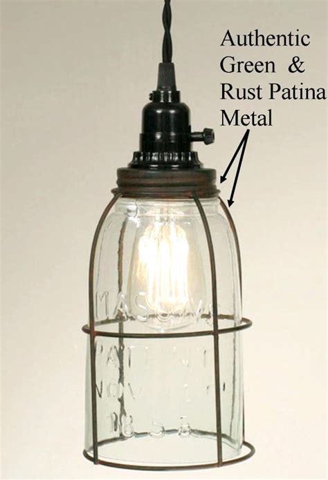 Primitive Half Gallon Mason Jar Swag Lamp Lamp Shade Pro
