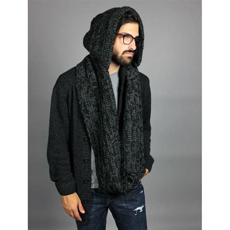 Mens Hooded Scarf The Santos Fall Outfits Men Mens Knitted Scarf