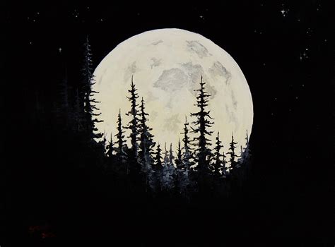 Rocky Mountain Moon Painting By Chris Steele