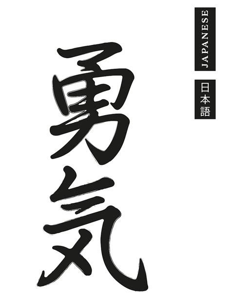 Japanese Courage Digital Print Japanese Calligraphy Japanese Symbol