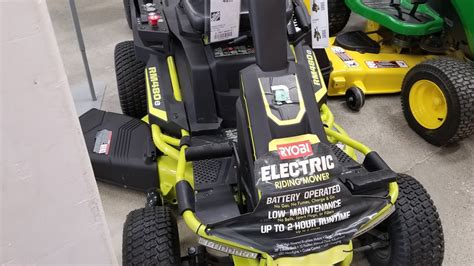 What is the home depot's lawn mower return policy? Ryobi Electric Riding Lawn Mower At Home Depot - YouTube