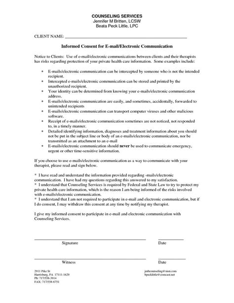 Best Photos Of Printable Counseling Consent Forms Counseling Informed Consent Form Template