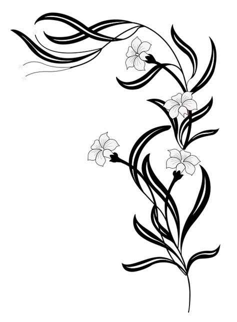 Daun Png Bingkai Bunga Hitam Putih Png - Gambar Bunga Floral Pattern