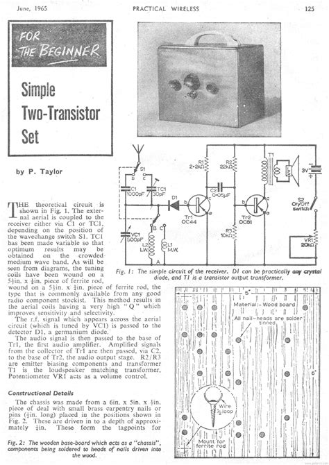 Simple Two Transistor Radio Pw June 1965