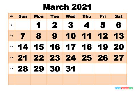 Yearly calendars for 2021 in word, pdf & jpg format. Free Printable March 2021 Calendar Template Word, PDF ...
