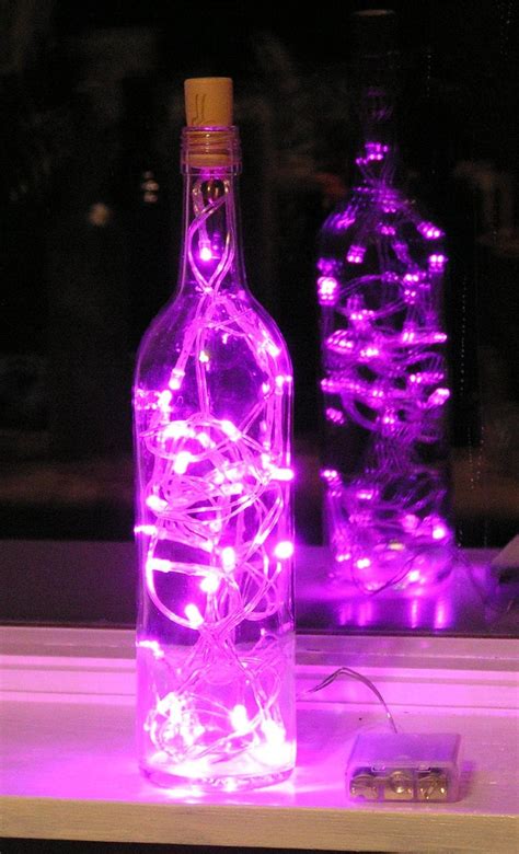Clear Wine Bottle Light With Pink Led Lights Inside Battery