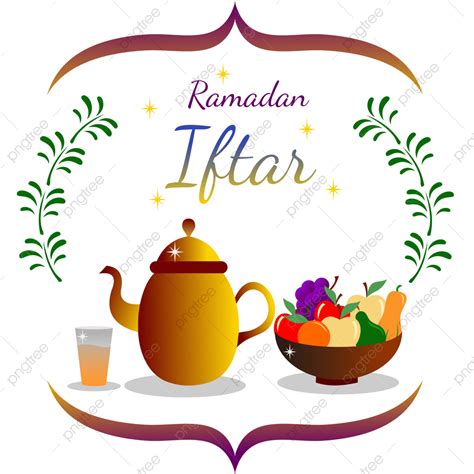 Iftar Meal Vector Art Png Iftar Ramadan Meal With Tea Pot Drink And