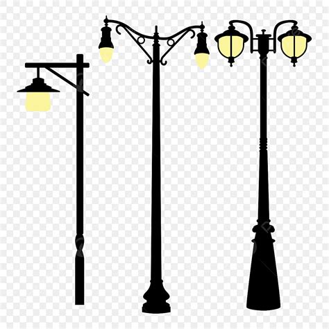 Street Lamp Post Clipart Vector Flat European Style Black Street Lamp