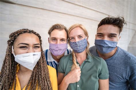 Young Multiracial People Wearing Safety Masks During Coronavirus