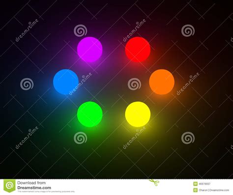 Six Basic Color Glowing Balls Stock Illustration Image