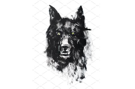 Learn to draw a wolf in a simple and interactive way! Watercolor drawing of black angry looking wolf. Animal portrait on white background ...