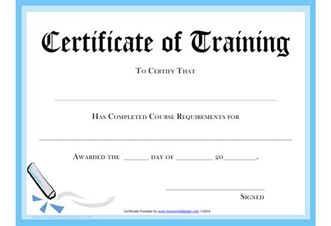 Certificate Of Training Template Blue Download Printable Pdf