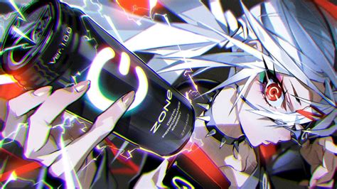 Download 1280x720 Anime Girl Red Eye Energy Drink White