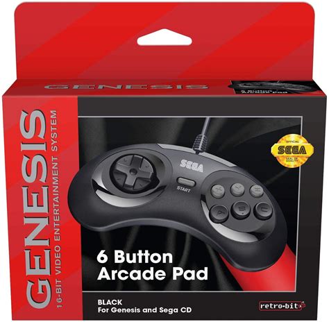 Buy Retro Bit Sega Genesis 6 Button Arcade Pad Black For Sega Mega
