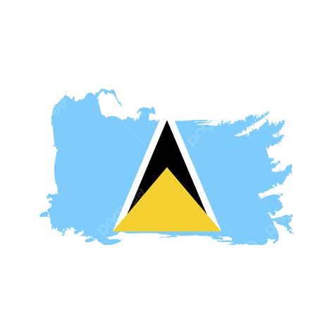 Saint Lucia Flag Brush Strokes Isolated Element Clipart Design Saint