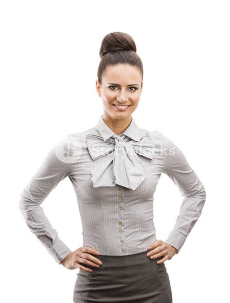 Professional Business Woman In Modern Shirt Isolated Over White