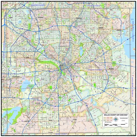 Dallas County Zip Code Map Texas Map Store