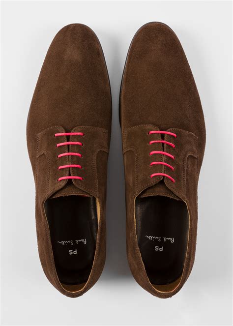 Mens Chocolate Brown Suede Leather Gould Derby Shoes Paul Smith