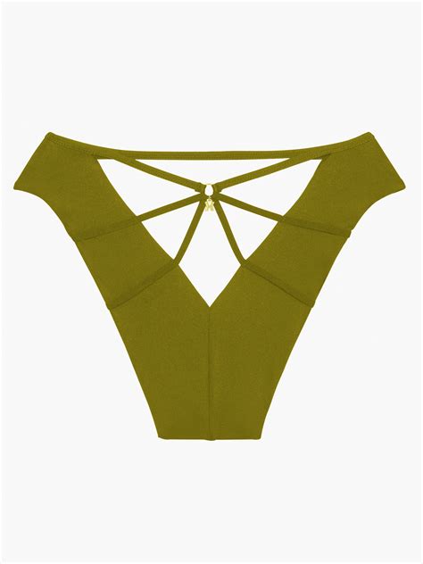 Savage Not Sorry Open Back Strappy Brazilian Panty In Green Savage X