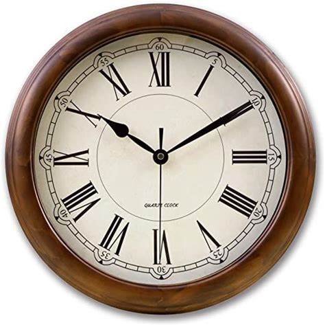 Kesin Silent Wall Clock Wood 14 Inches Retro Round Classic Wall Clocks