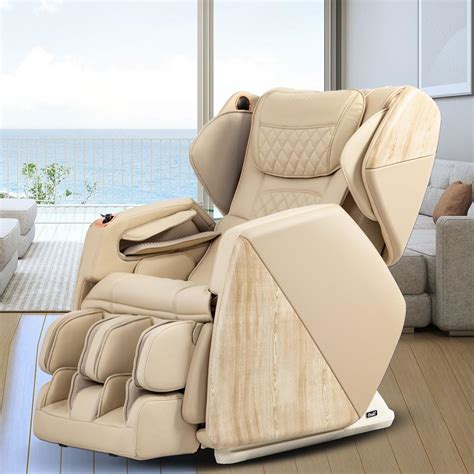 Titan Pro Series Soho Cream Faux Leather Reclining Massage Chair With