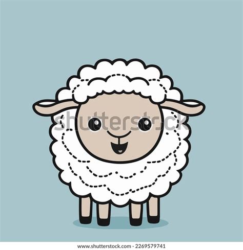 Little White Cheerful Smiling Sheep Little Stock Vector Royalty Free