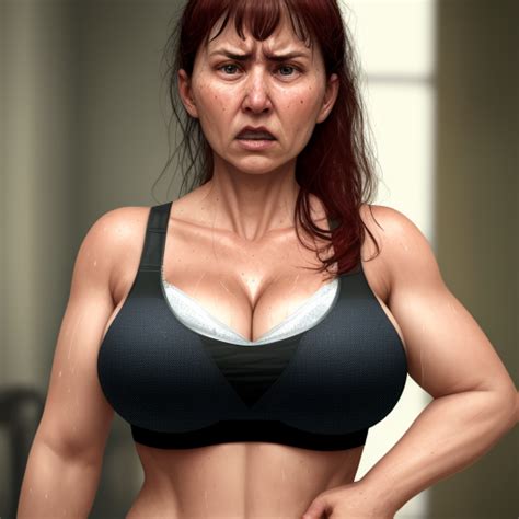 Generator Seni Ai Dari Teks A Sweaty Sexy Woman With Broken Bra With
