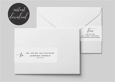 Printable Address Template For Envelope Wraparound Labels Etsy