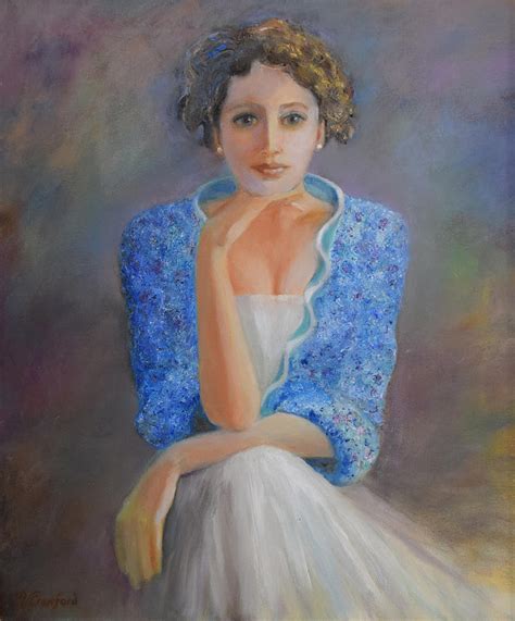 Portrait Of A Lady In Blue Painting By Verlaine Crawford Fine Art America