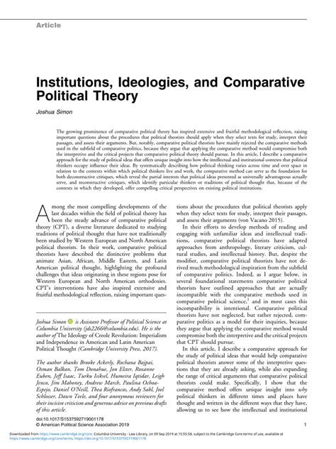 Pdf Institutions Ideologies And Comparative Political