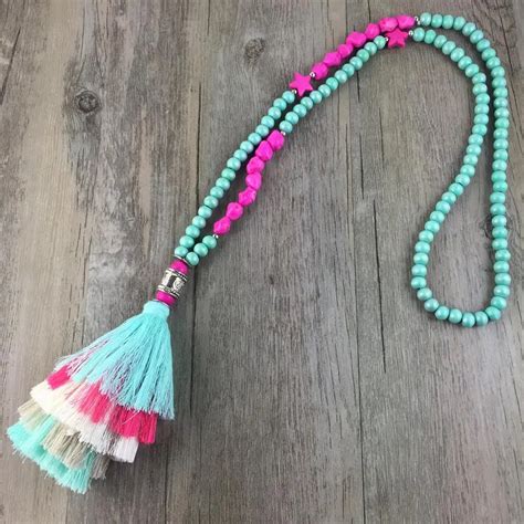 Bohemian Handmade Necklaces Women Boho Necklace Statement Multi Tassel Wooden Beads Summer Beach