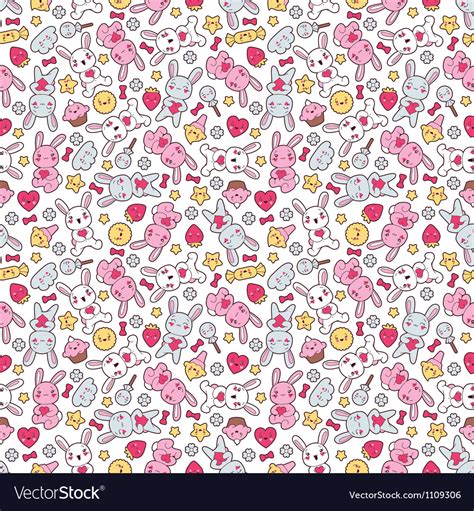 Seamless Kawaii Child Pattern With Cute Doodles Vector Image
