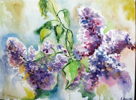 Lilac Original Watercolor Flowers Painting Botanical Art Etsy