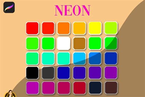 Neon Procreate Color Palette 30 Swatch Brush Galaxy