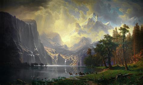 Among The Sierra Nevada Painting By Albert Bierstadt Pixels